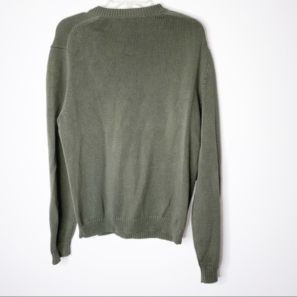 Eddie Bauer Green V-neck 100% Cotton Sweater Size Medium - Picture 2 of 7